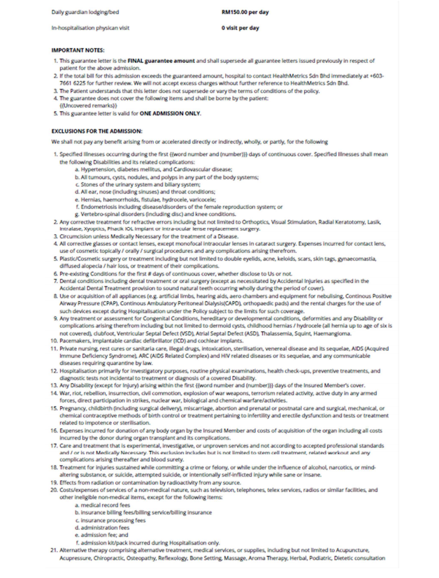 How do I apply for inpatient initial guarantee letter? (for panel